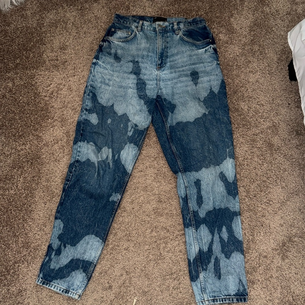 ASOS DESIGN Hourglass cotton blend 'slouchy' mom jean with paint splatter